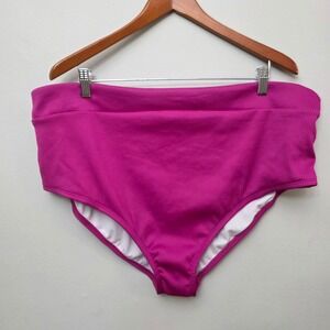 Freshwater Womens‎ High Waist Ribbed Bikini Bottoms Pink Plus Size 3X FA44S108PN